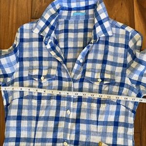 J.McLaughlin Linen Blue Check Plaid Dress Size 8
